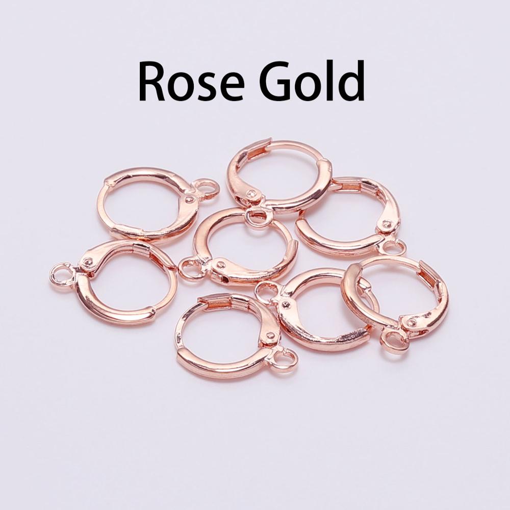 20pcs product 14*12mm Hook Clip Earrings Clasps & Hooks Material Wire Settings Base Hoops Supplies For DIY Jewelry: Rose Gold