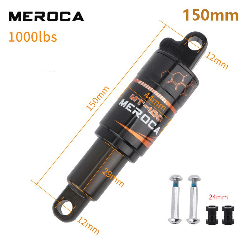 MTB road bike electric scooter E-bike Rear Shock Absorber 125mm 150mm 165mm 190mm RE 750/850/1000LBS Soft Adjustable Suspension: 150mm