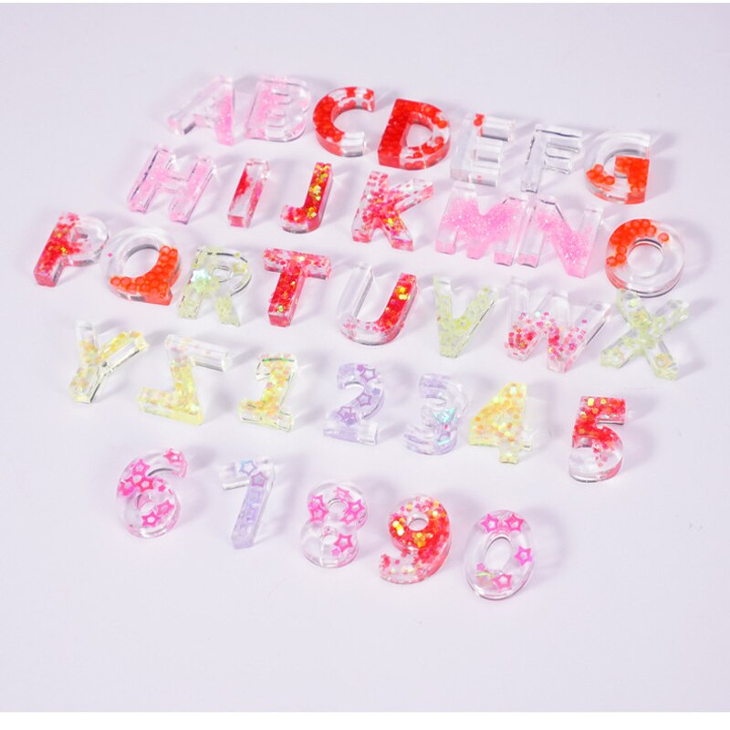 English Alphabet Letters Silicone Mold Form for Resin Art DIY Alphabet Transparent Epoxy Molds tray Jewelry Making for 3D Crafts