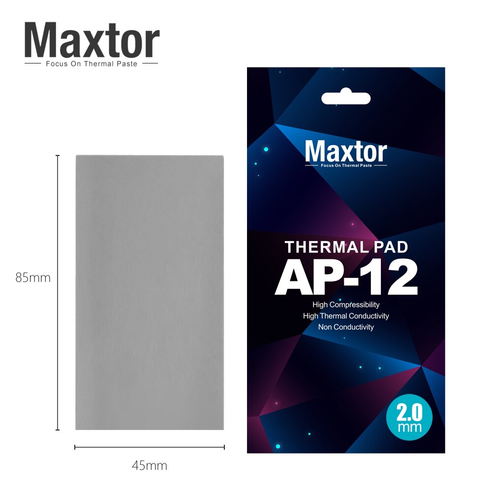 Maxtor AP-12-almohadilla de silicona de alta conductividad térmica, disipación de calor, enfriamiento de CPU/GPU, placa base, almohadilla de Grasa de silicona: 14.8W 85x45x2.0mm