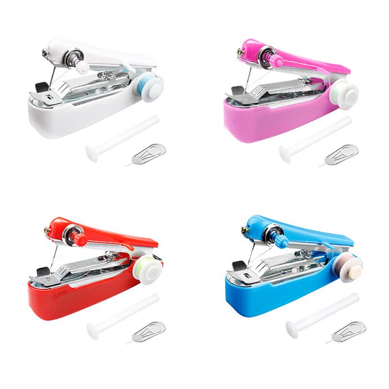 Mini máquinas de coser Rojas, accesorios de herramientas de costura portátiles e inalámbricas, 1 unidad
