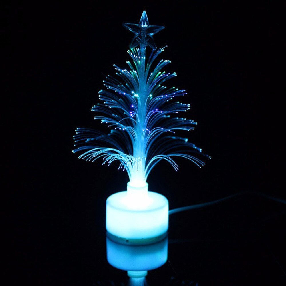 1 pc mini julgran usb-anslutning led fiberoptisk lampa nattlampa för sovrum hem