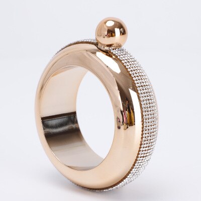 DEOUNY Bracelet For Alcohol Hip Flask Handmade Silver Crystal Lid Bangle Wine Bridesmaid Christmas Party Hidden: rose gold