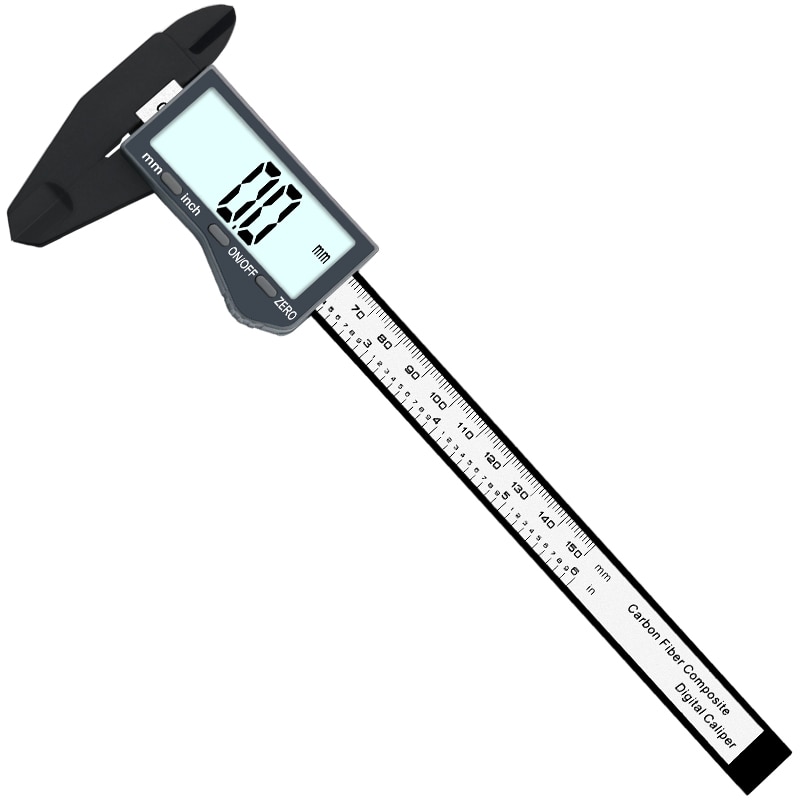 Vernier Caliper 6" 0-150mm/0.1mm Carton Fiber Composites Calipers Gauge Micrometer with Extra Large LCD Screen