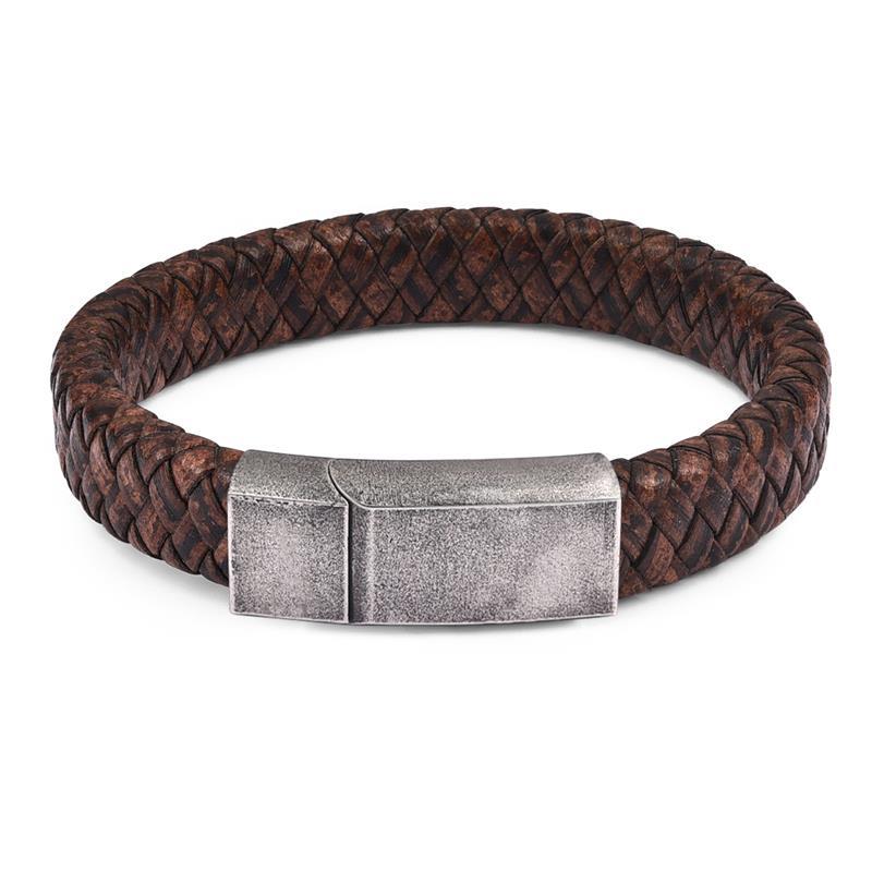 Bracelet en cuir tressé homme | Fermoir magnétique