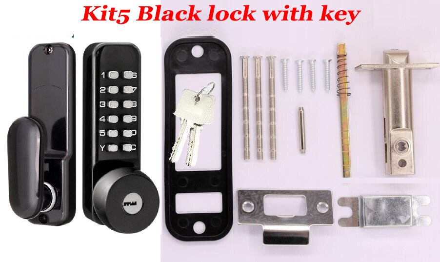 Waterproof Gate Lock Mechanical Keyless Door Lock Deadbolt Keypad Digital Lock Handle Key Code Combination Lock Zinc Alloy: Kit5