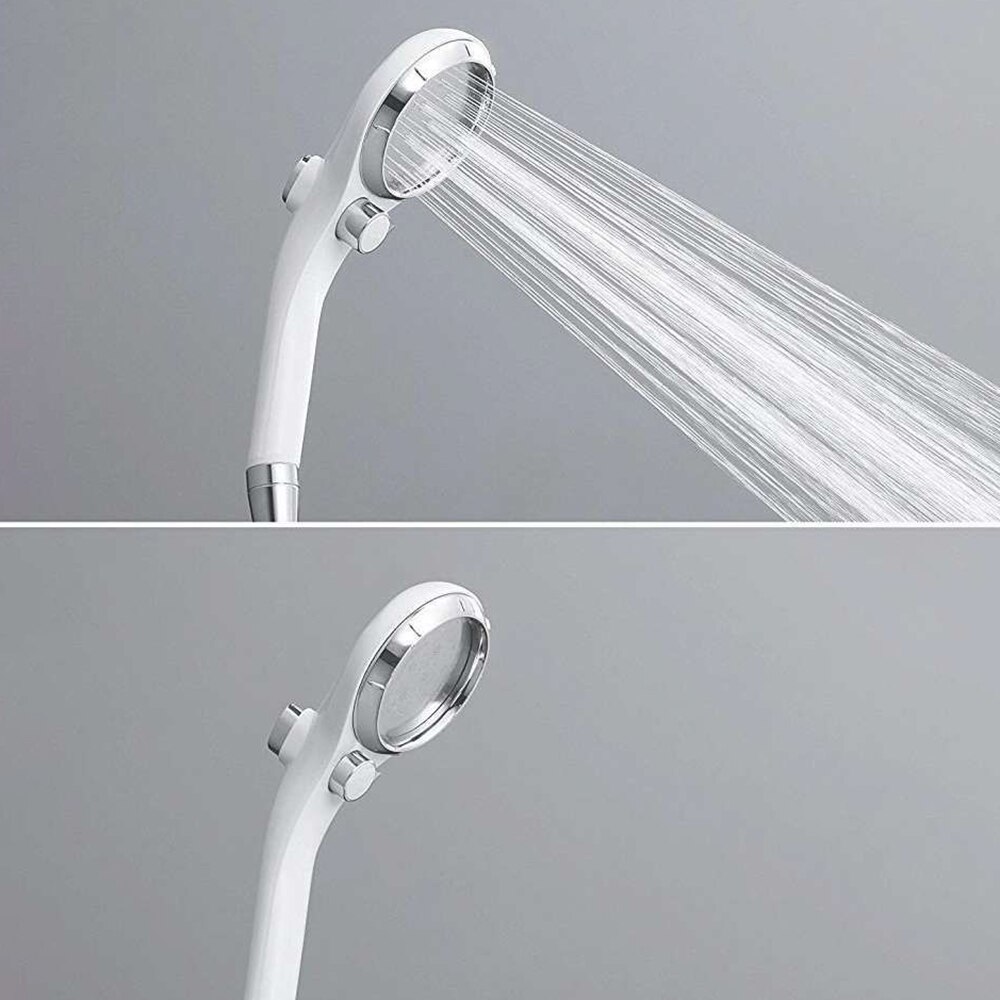 White Handheld Shower Head With On/Off Switch,Shower Handle With A Shut Off Switch And Button Of Adjusting Water