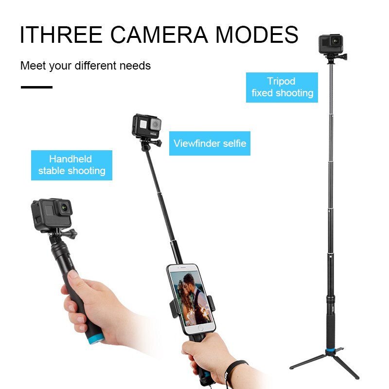 Extension Selfie Stok Mobiele Telefoon Clip Selfie Stok Statief Bluetooth Selfie Stok Statief Voor Gopro Hero 8/7/6 Sport camera