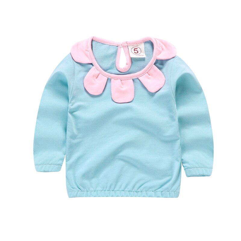 Camiseta de manga larga con cuello de muñeca para niñas, ropa para niños, ropa de tela, , de primavera y otoño para niñas