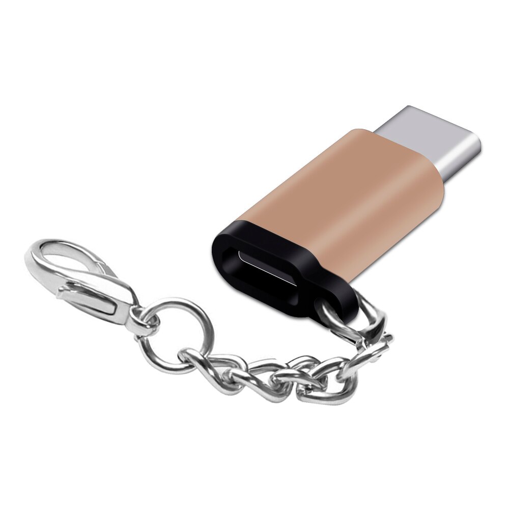 USB-C para chaveiro conversor micro usb, chaveiro com conector para xiaomi redmi note 7 pro 8 huawei p20 lite p30 mate adaptador tipo c, 20: Ouro / Dourado