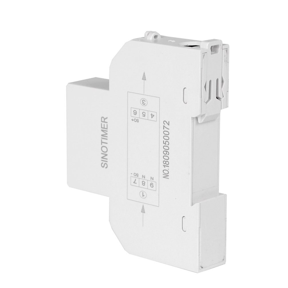SINOTIMER Single Phase Energy Meter Guide Rail Digital Display Electric Wattmeter Backlight Power Meter Household Watt-Hour kWh