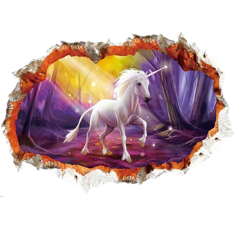 Bos Eenhoorn Muursticker Voor Kinderkamer Kinderen Paard Hoofd Slaapkamer Woonkamer Decor 3d Effect Muurstickers Art Mural