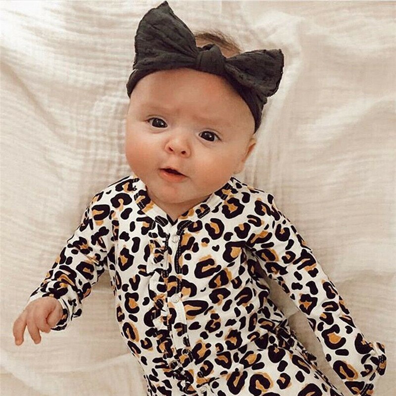 Sød baby pige dreng leopard print tøj romper jumpsuit outfits