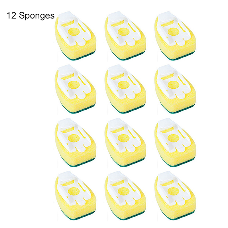 Esponja con mango para lavar platos, cepillo de limpieza de cocina, cabezal de repuesto, herramienta de limpieza: Negro