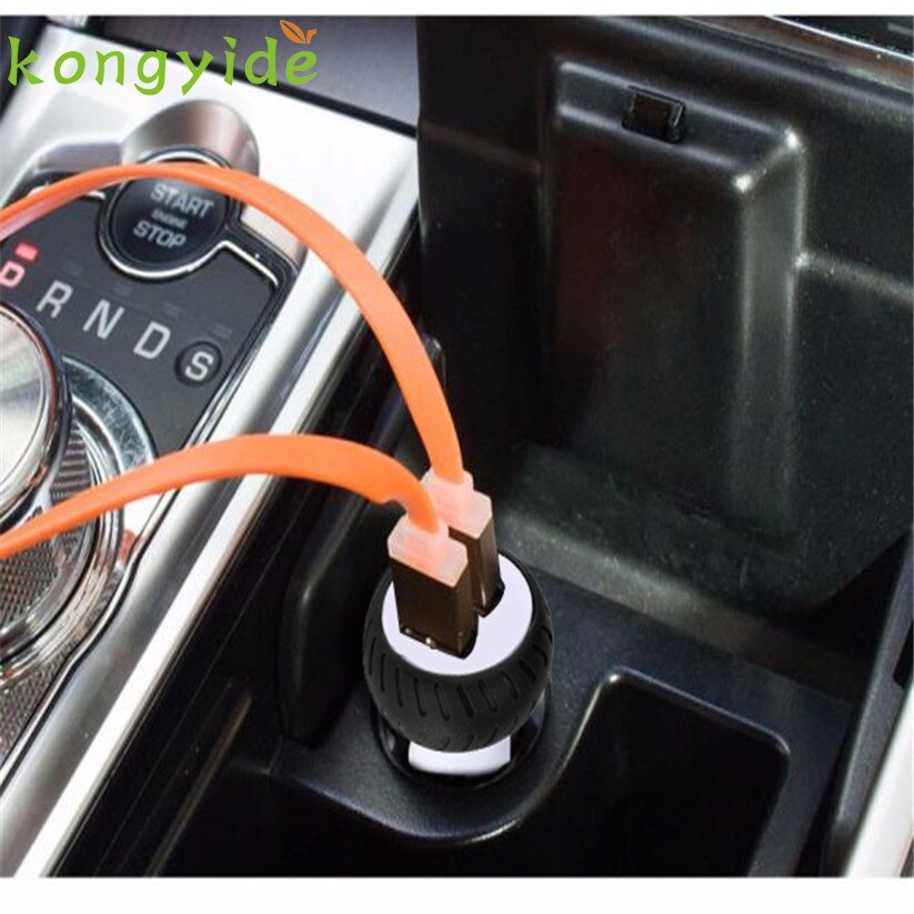 Bil-styling kongyide mini dual 2 port 12v usb auto i bil oplader adapter adapter opladning  td23