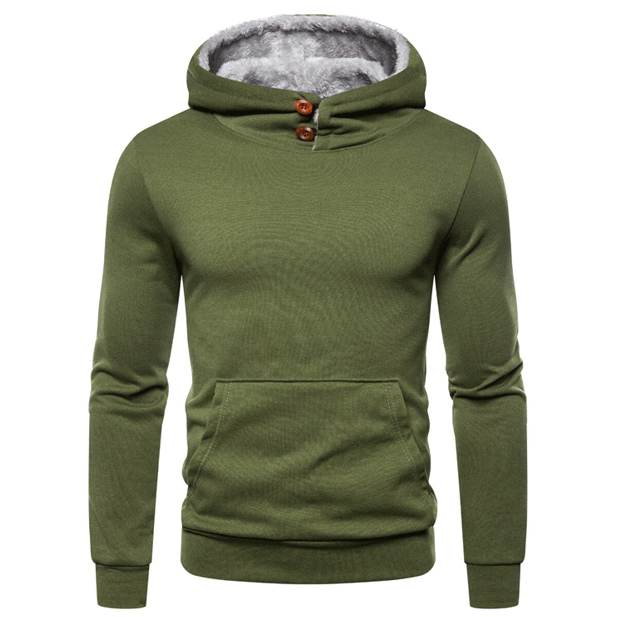 Button Hooded Hoodie Slim Fit Hip Hop Winter Fleece Hoody Jackets Men Sweatshirts Hoodies: XXL / Military Green