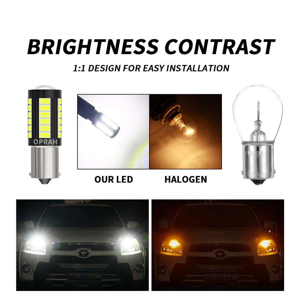 2X 1156 ba15s P21W 5630 33SMD BAU15S PY21W 1157 7440 W21W W21/5W 7443 ampoules CANBUS feu de recul clignotant blanc 12V 24V