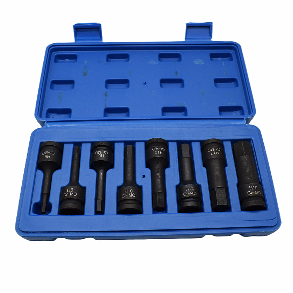 1/2 " fyrkantig insexhylsa 8 st set 78mm långa cr-mo metriska insexhylsor  h5 h6 h7 h8 h10 h12 h14 h16