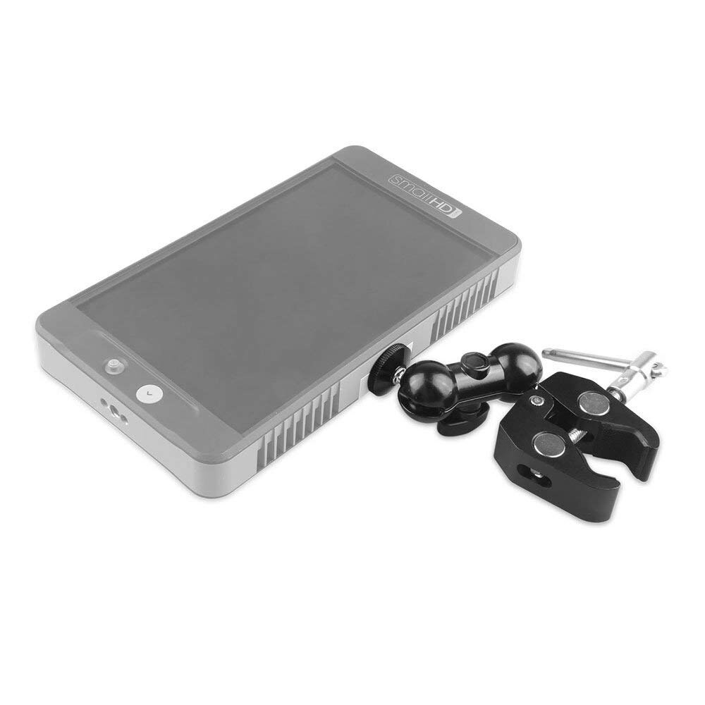 Heavy Duty Aluminum Alloy Ball Head Arm Super Clamp Mount Multi-Function Double Ball Adapter 1/4''-20 Stud with Bottom Clamp