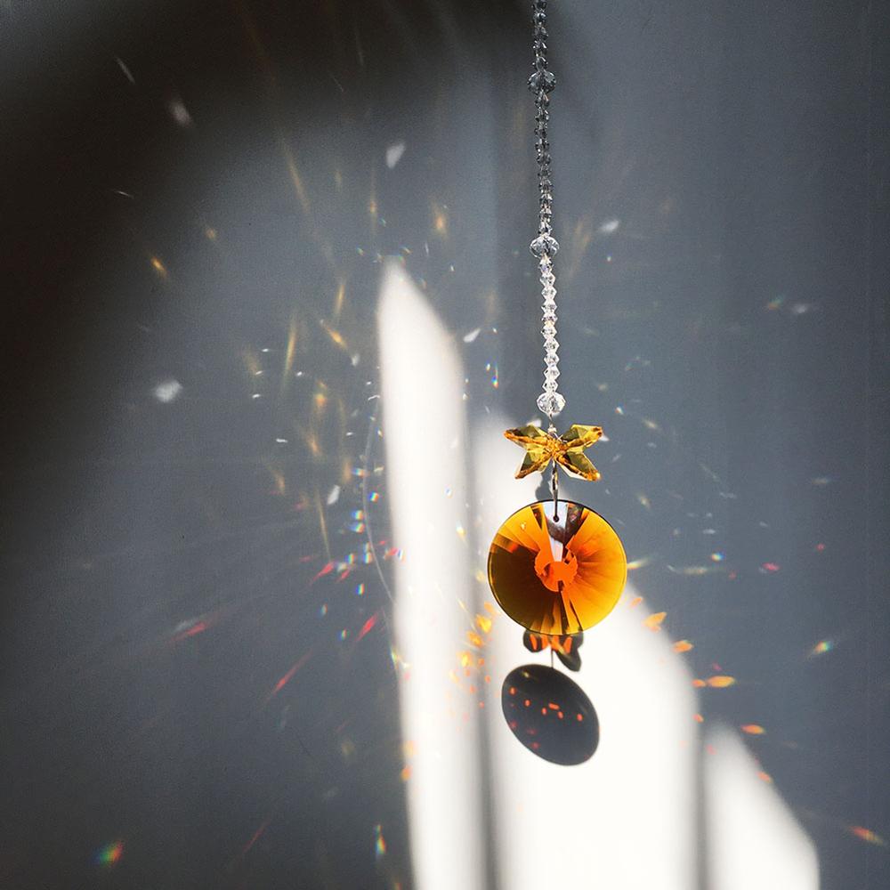 40mm Round Crystal Suncatcher Rainbow Maker Window Hanging Ornament Christmas Home Wedding Garden Decoration: Orange