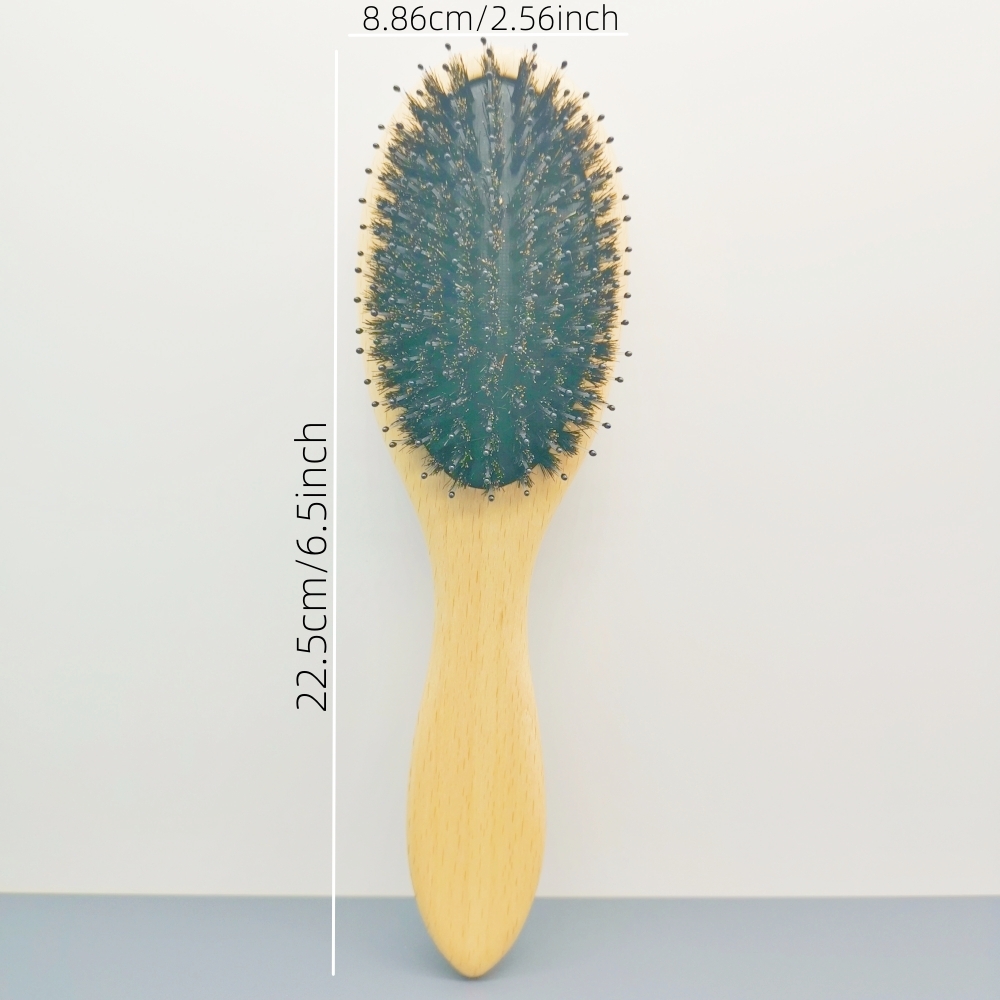 Cepillo de pelo de cerdas de jabalí de Madera Suave, cepillo para el cuero cabelludo, desenredante, alisado, paleta, peine para cabello rizado, grueso, cabello húmedo y seco, mujer y hombre: Gris