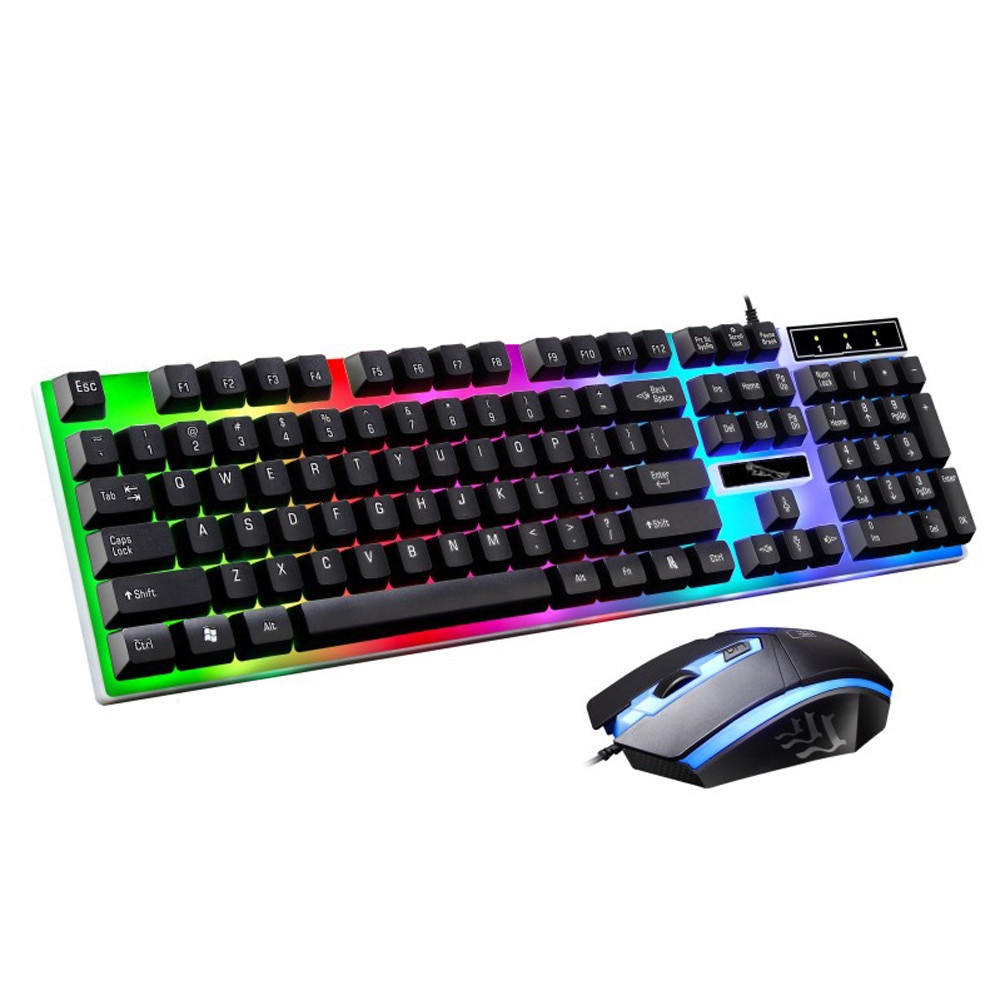 G21 LED Rainbow Color Backlight Gaming Game USB Wired Keyboard Mouse Set Robotic Feel For PC Laptop Gamer Ergonomic