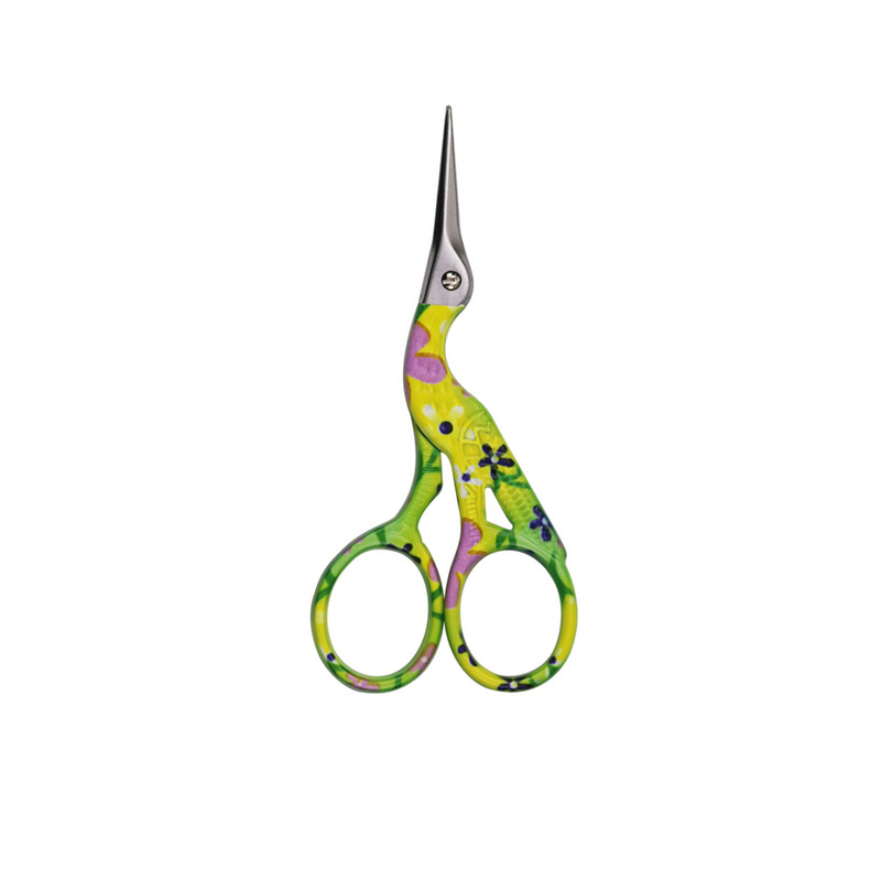 2 Size Stainless Steel Craft Scissors Handmade DIY Sewing Tools Zig Zag Fabric Scissors Pink Antique Stork Scissors: Small Yellow flower