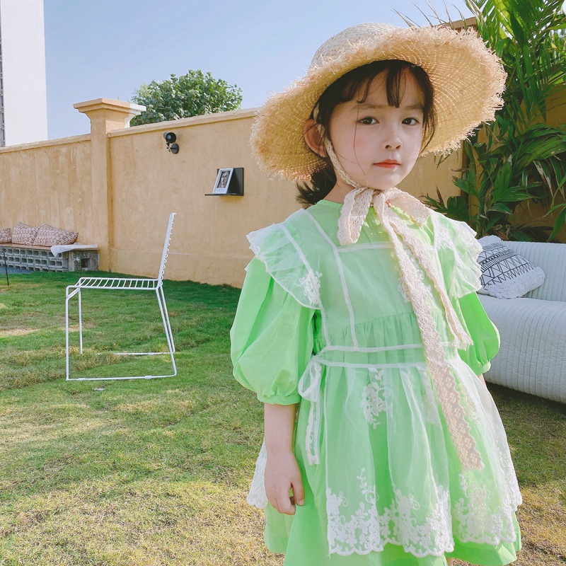 20 primavera e l&#39;estate nuovo arrivo abbigliamento per bambini ragazze pizzo fiore ricamo camicetta abito Sexy vuoto