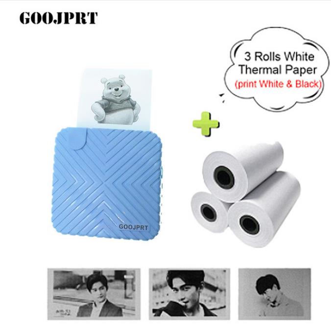 Imprimante Photo de poche sans fil bluetooth, 203DPI, Mini imprimante thermique 58mm, pour étiquettes autocollantes Android ios P6: K