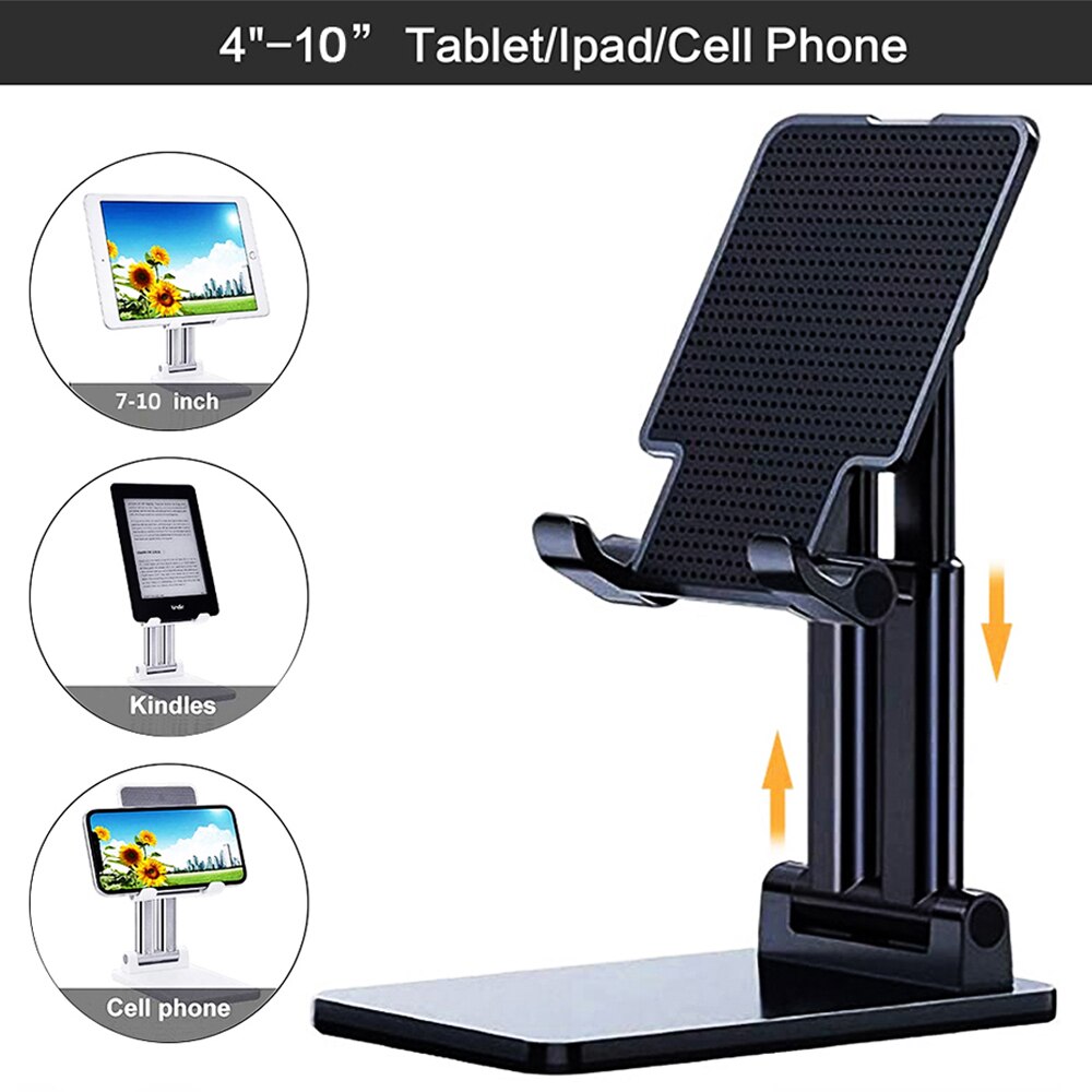 Smart Phone Desktop Tablet Holder Stand Cell Foldable Extend Desk Mobile Phone Support For iPhone iPad Samsung Huawei Xiaomi: T7 Black