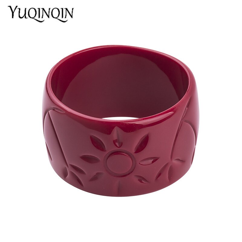 Brazalete de resina de con grabado de flores del sol para mujer, brazaletes de , Pulseras anchas acrílica para mujer, abalorio Simple, joyería para