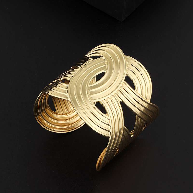 Dorado Hollow Wide Cuff Geometric Bracelet Bangles For Women Alloy Open Big Female Bangle Jewelry Accesorios mujer: Default Title