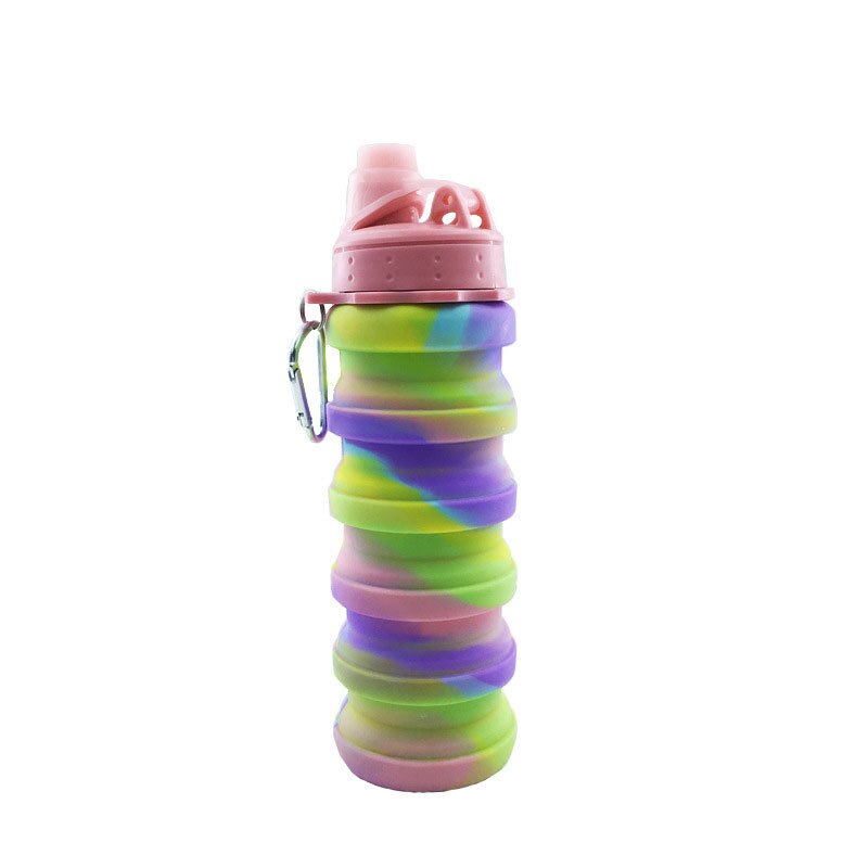 500ml 5 farver silikone, der kan trækkes tilbage, sammenklappeligt vandkop camouflage sportkedel bærbar vandflaske udendørs kedel