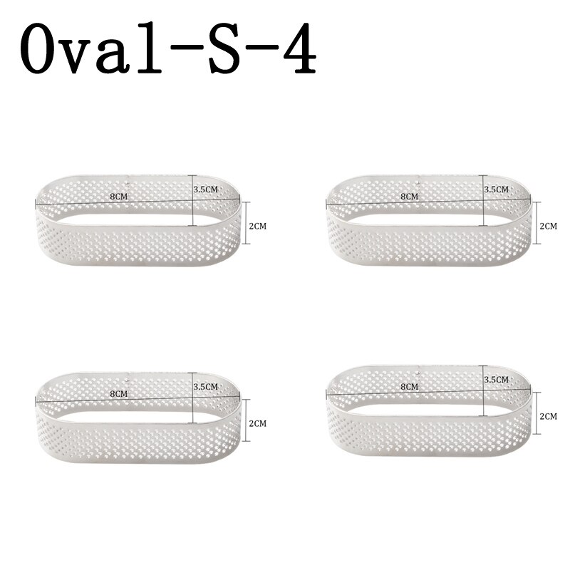 SHENHONG Oval Tartlet Molds French Dessert Mousse Fruit Pie Tart Ring Quiche Cake Mold au Citron Tarte Tatin Cheese Pan: Size S 4 Pieces