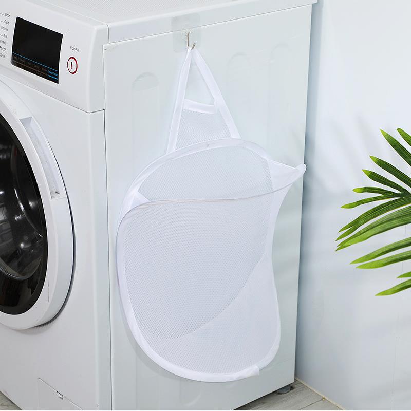 Wall Hanging Mesh Laundry Basket Large Capacity Dirty Clothes Hamper Foldable Laundry Bag Multifunction Portable Storage Baskets