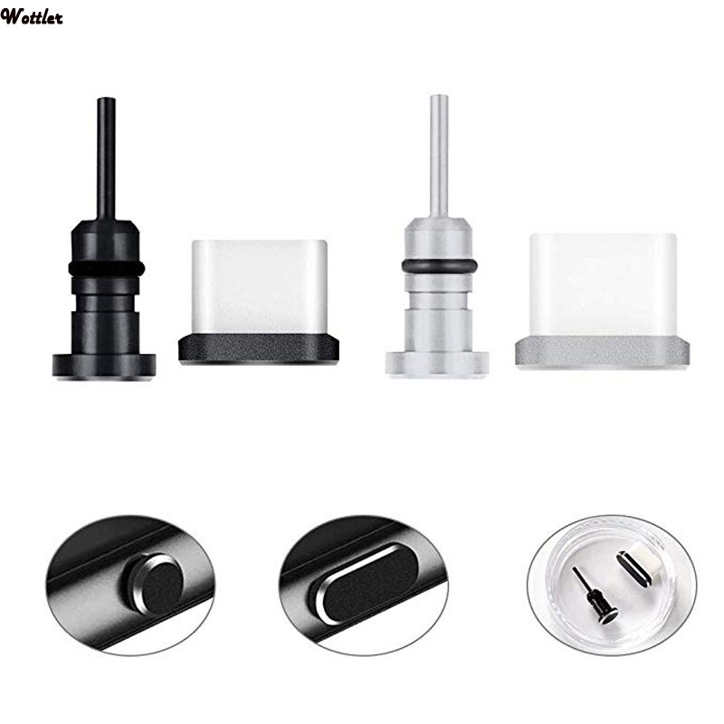 Universal usb c aluminium dammplugg set för samsung  s10 plus  s9 s8 note c laddningsportar och 3.5mm hörlursuttag antidammplugg