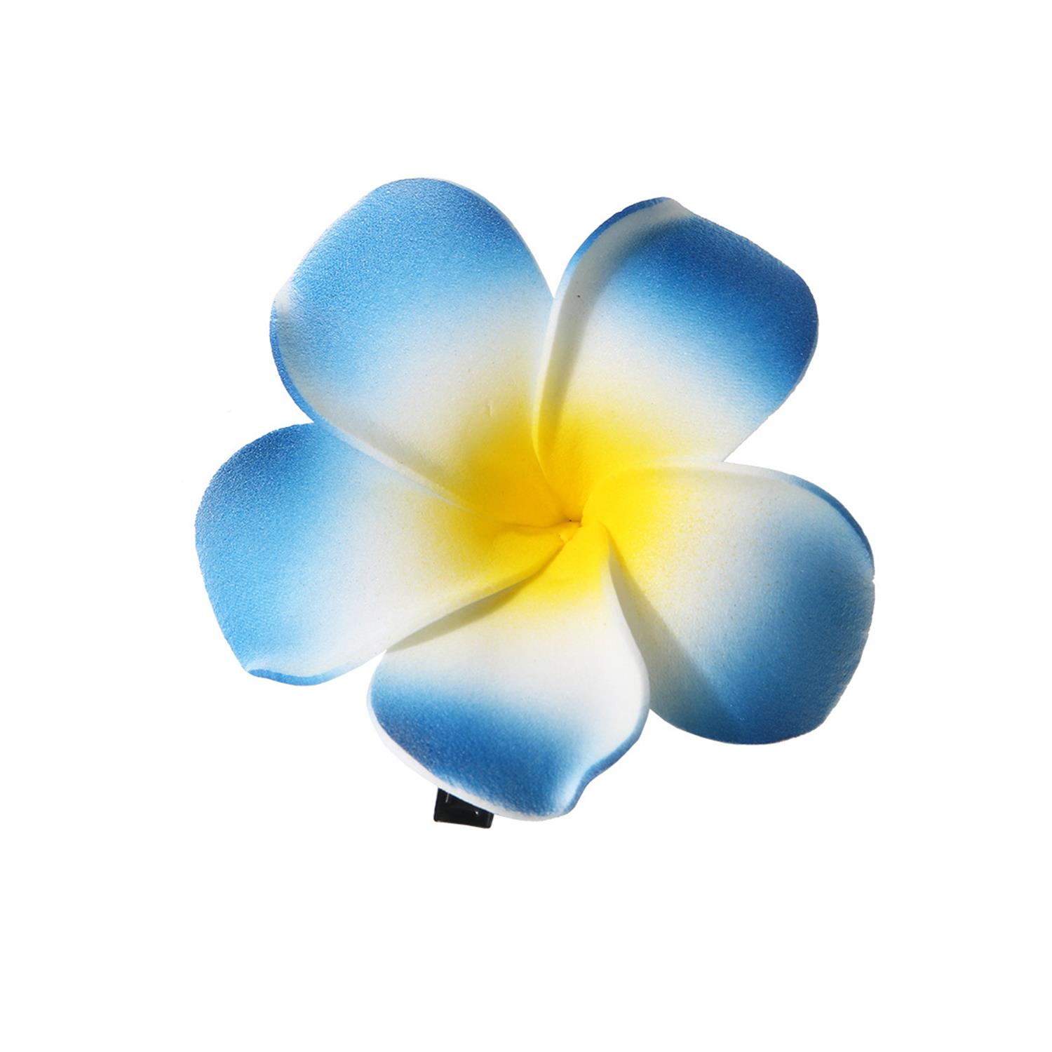 Hawaii plumeria blomma hårspännen för kvinnor flickor blommiga hårnålar för sommar strand bröllopsfest håraccessoarer: Fluorescerande gul