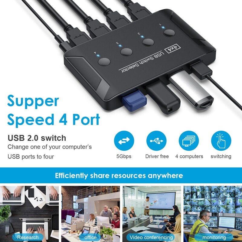 T28 Switch USB Switch 4 USB Devices Peripheral Switcher 4 Port USB