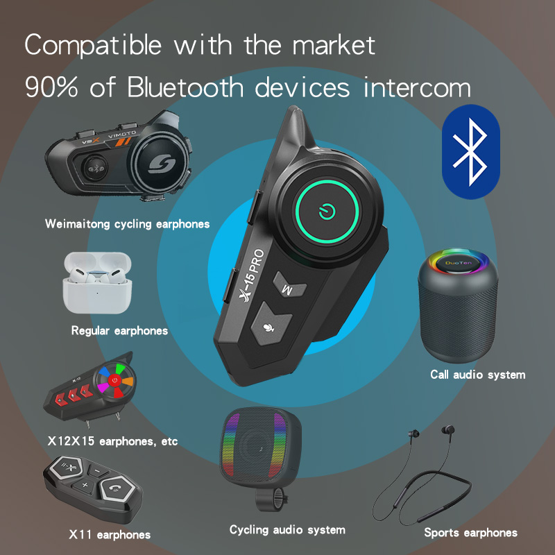 Motorcykelhjälm bluetooth-intercom trådlös bluetooth 5.2- headset stöder vattentäta hörlurar med 400m-600m högtalare och stöd för flera scener