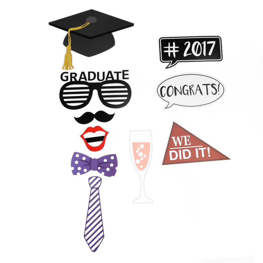 30pcs Graduation Party Photo Booth Props Graduation Party Decorations Attached to the Stick
