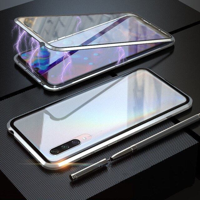 360 capa completa xiaomi mi mix 2s metal magnético caso de telefone xiaomi mi mix 2s caso duplo vidro coque xiaomi mi mix2s fundas concha: Prata