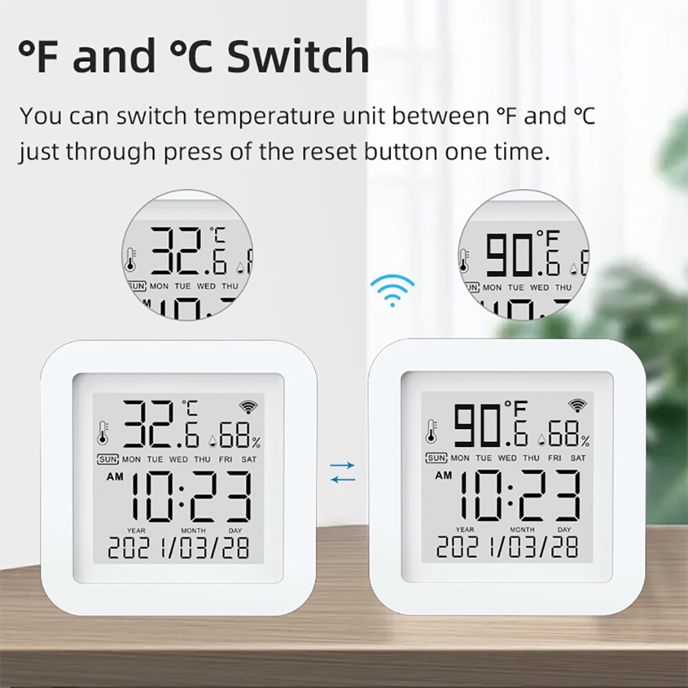 Thermomètre hygromètre WIFI, jauge d&#39;humidité et de température avec moniteur à distance, fonctionne avec Smart Life Alexa Google assistant Tuya