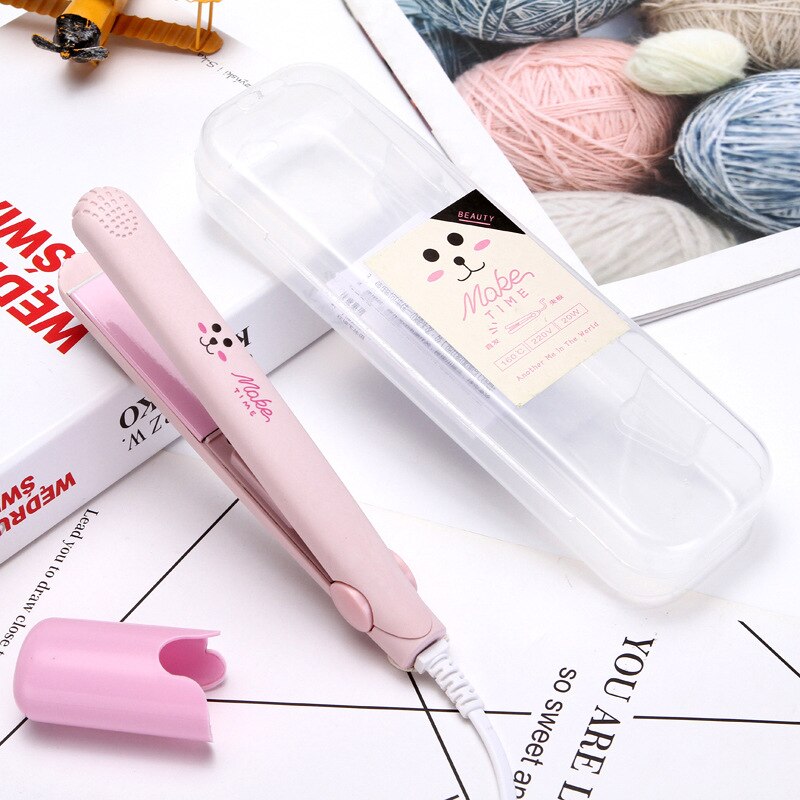 mini przenośna prostownica robić włosów wijący się pręty proste i wijący się podwójnego zastosowania prostownice robić włosów grzywka wewnątrz klamry: różowy