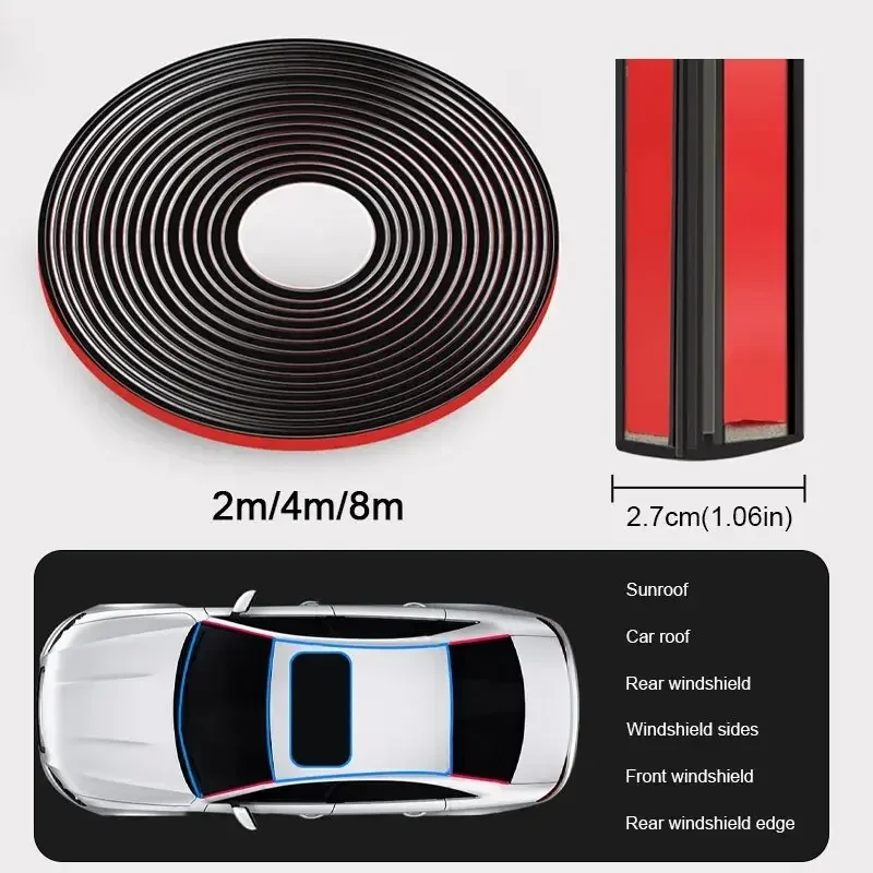 Bande D'Étanchéité Pour Fenêtres Et Portes De Voiture - Caoutchouc Silicone Autocollant Noir - Protection Anti-Pluie, Anti-Poussière Et Anti-Bruit