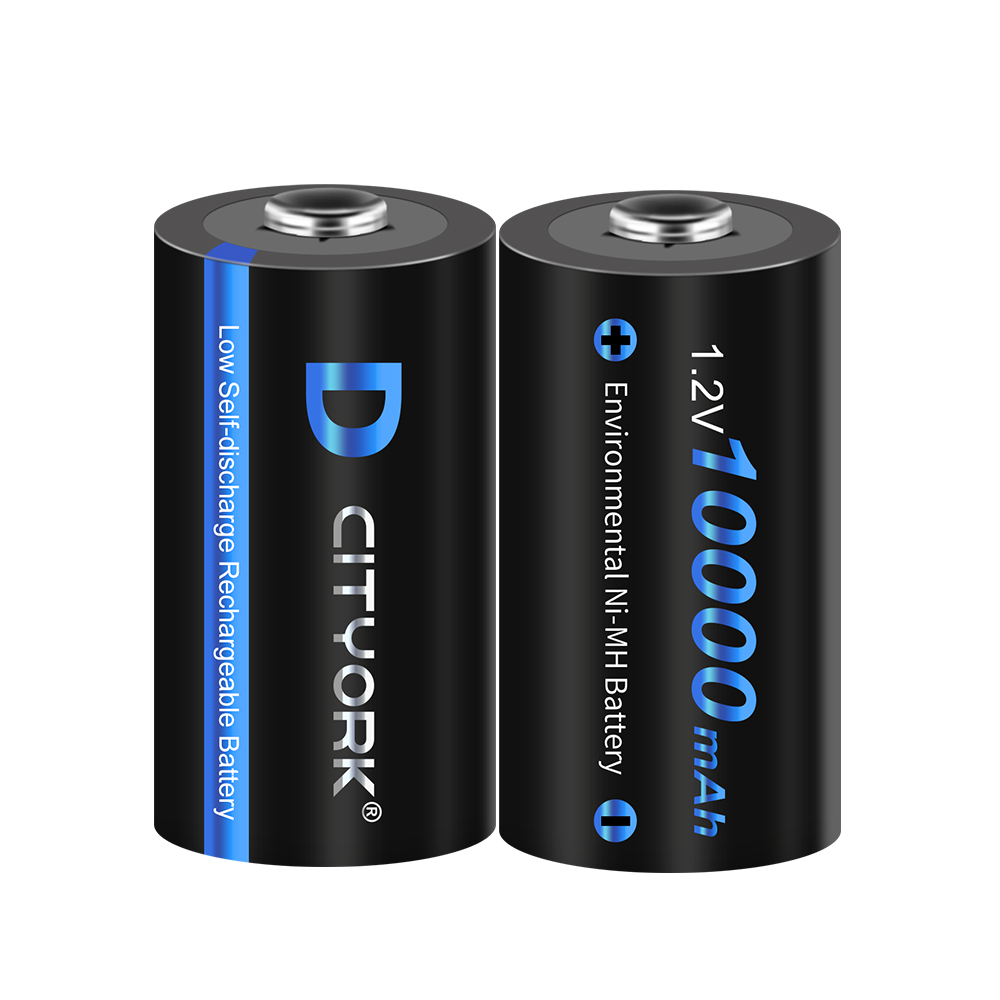 CITYORK-batería recargable de tamaño D, pila R20 de 10000mAh, 1,2 V, NI-MH D, cargador de batería para C, D, AA, AAA