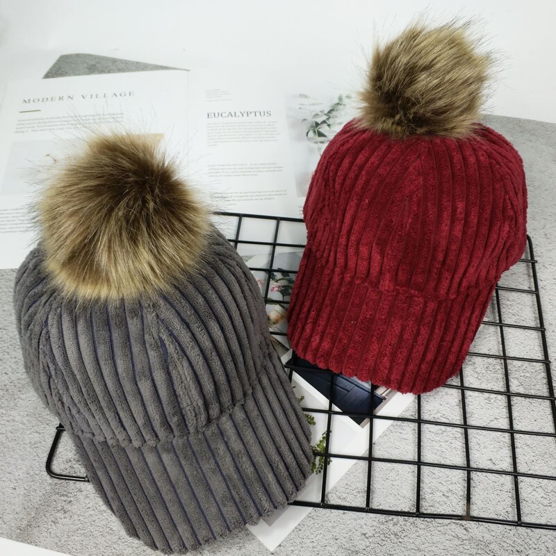 Kvinnor höst vinter hatt manchester hår boll justerbar kvinnlig hatt casual hatt casquette