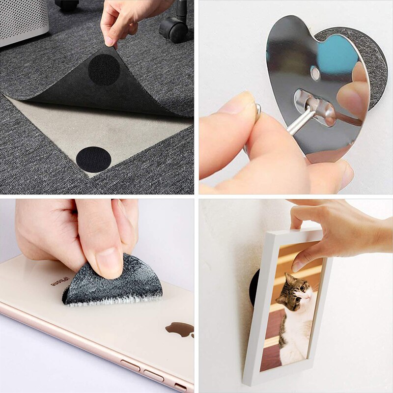 Points de fixation auto-adhésifs solides de 8cm, velcro noir, crochet et boucle, ruban adhésif pour drap de lit, tapis de canapé