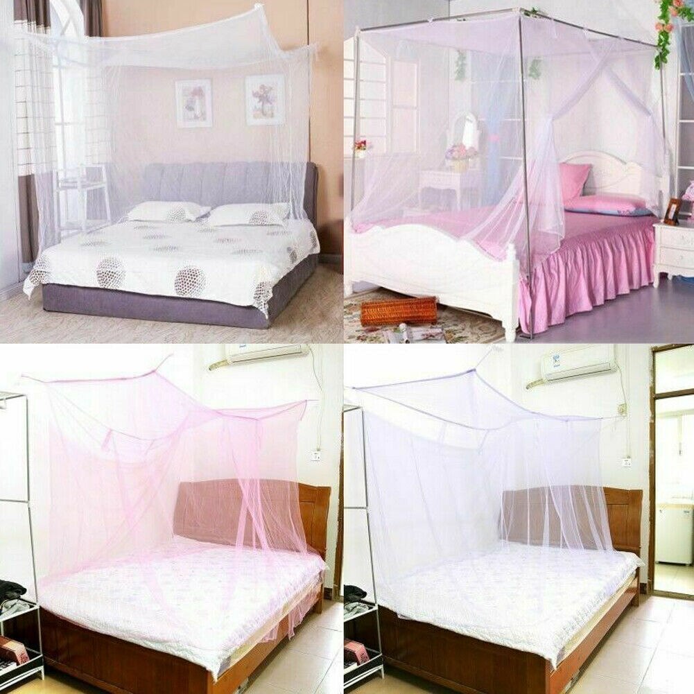 Newest Princess Lace Canopy Mosquito Net Four Corner Post Bug Insect Repeller No Frame Full Queen King Size Bed Mosquito