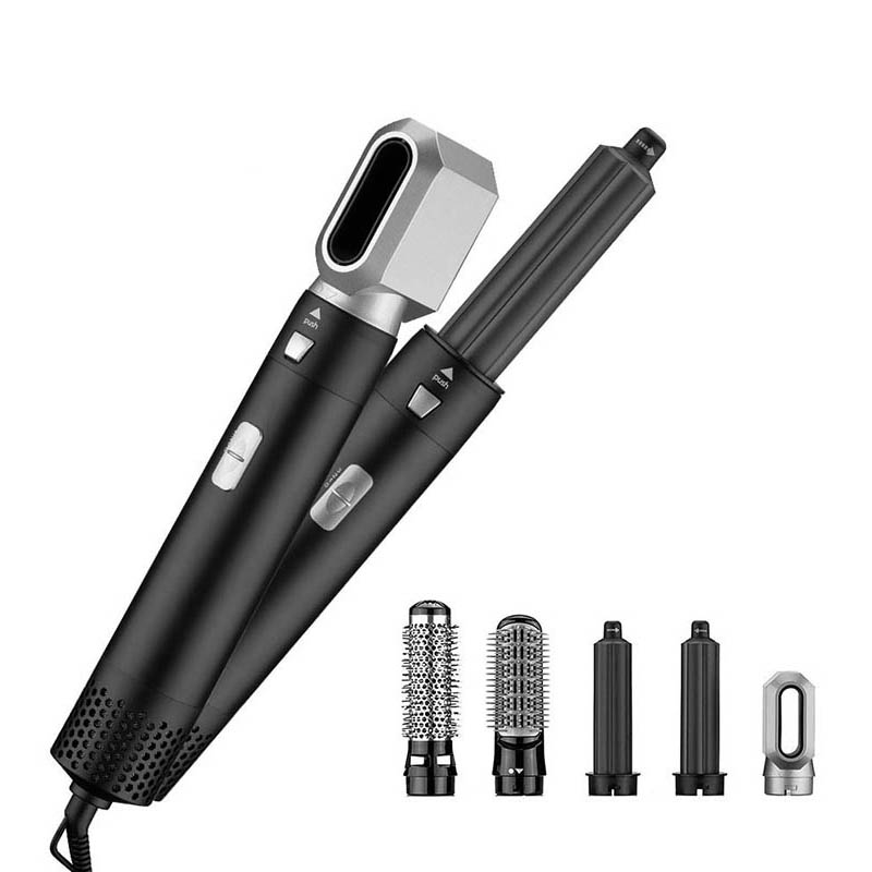 Sèche-cheveux en céramique 5 en 1, sèche-cheveux, pour Volume, boucles douces, vagues, aérographe, lisseur, outil de Salon: B-BLACK / L'UA