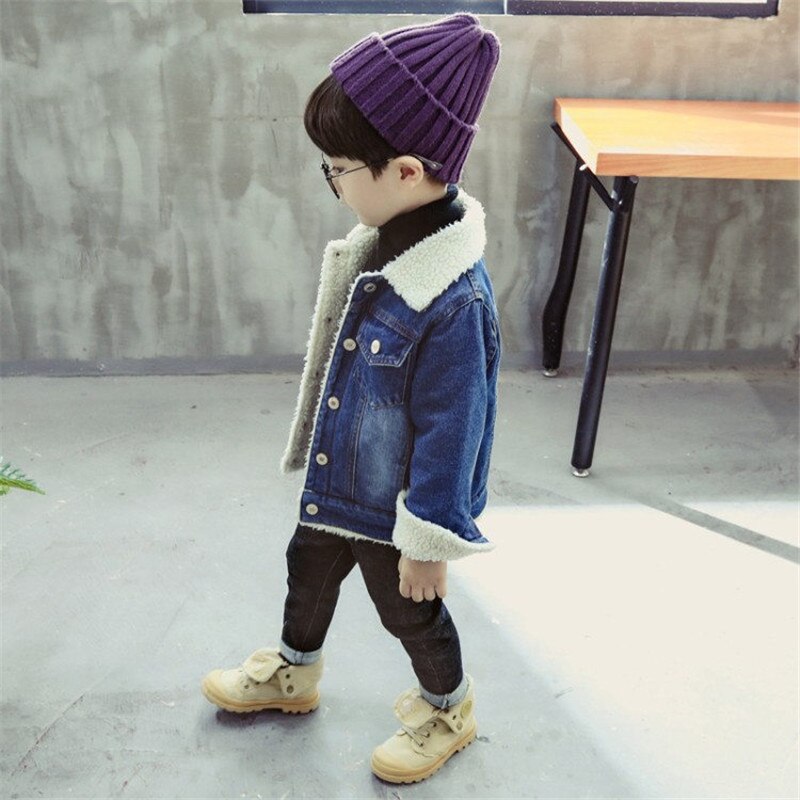 Koreanische Klassische Stil Kinder Kaschmir Mantel Für Jungen Herbst Winter Kaschmir Wolle Mantel Kleinkind Winter Pelz Denim Mantel Baby Warm jacke